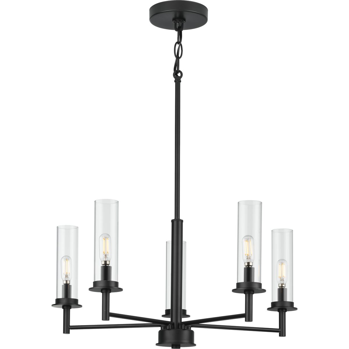 Kellwyn Collection Five-Light Matte Black and Clear Glass 