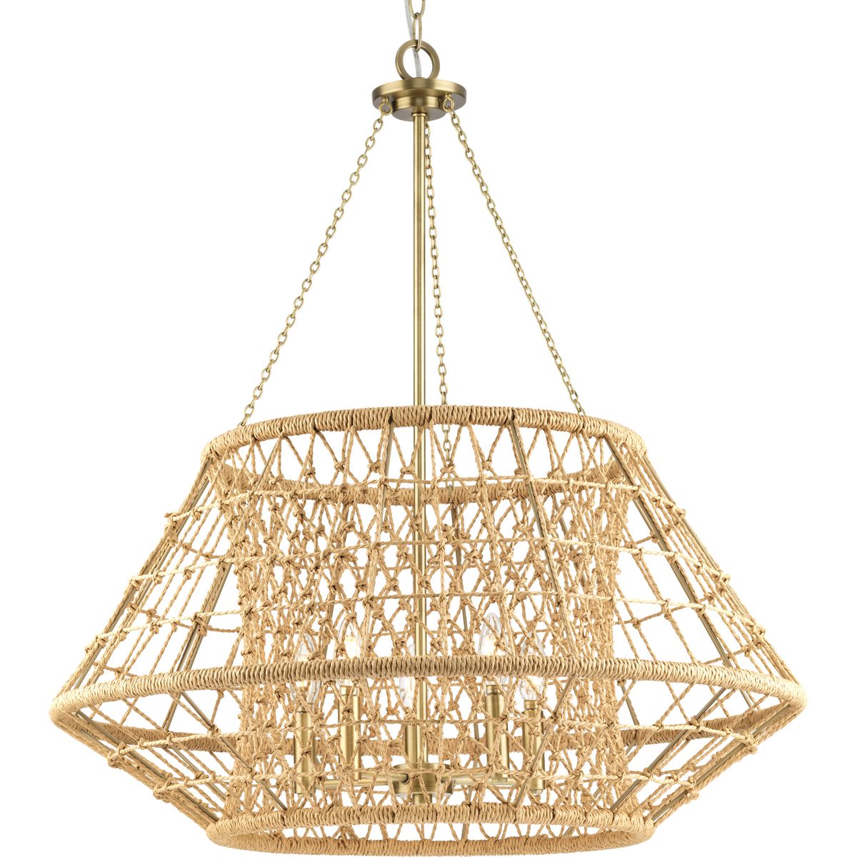 Laila Collection Five-Light Vintage Brass Coastal Chandelier with 