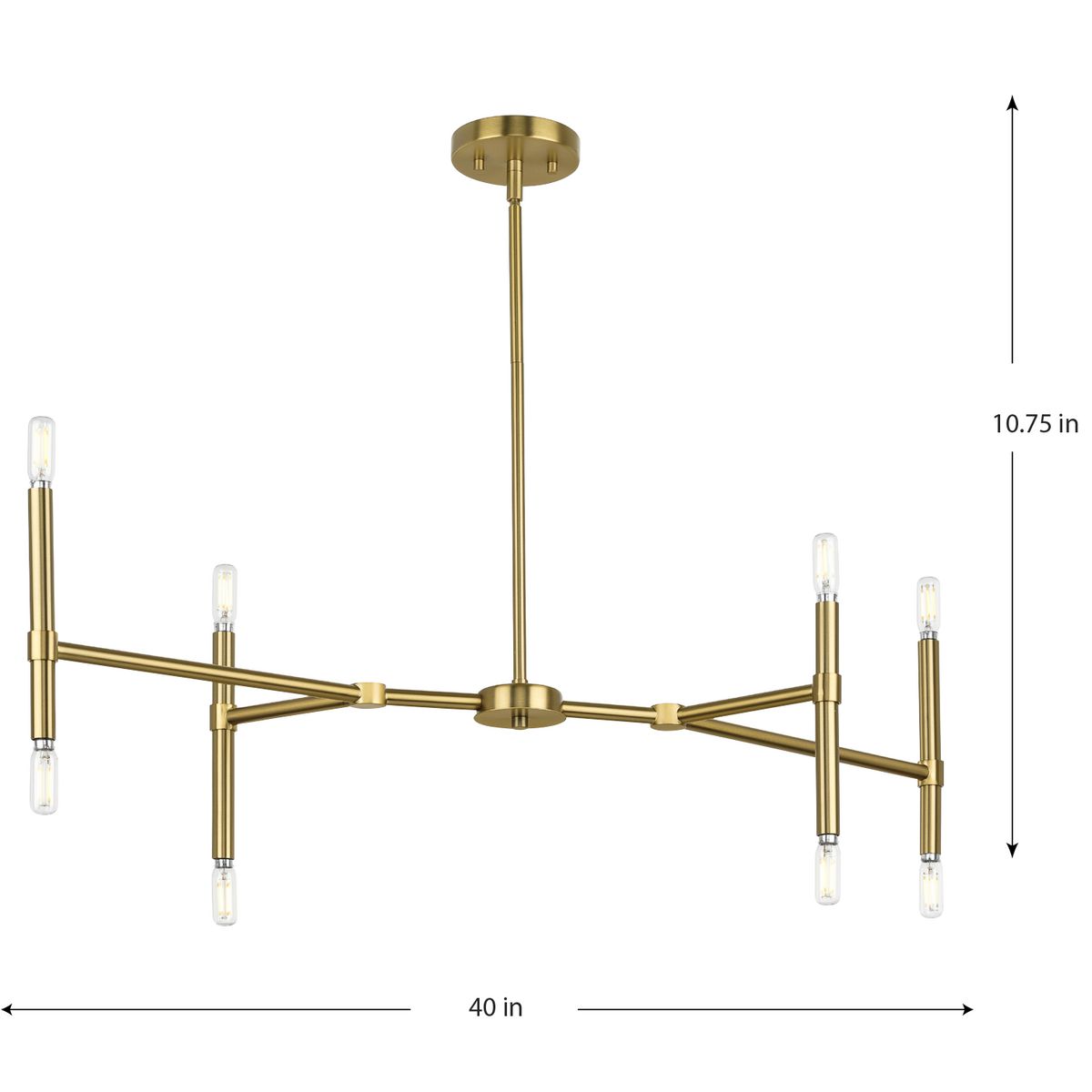 Arya Collection Eight-Light Brushed Gold Luxe Linear Chandelier