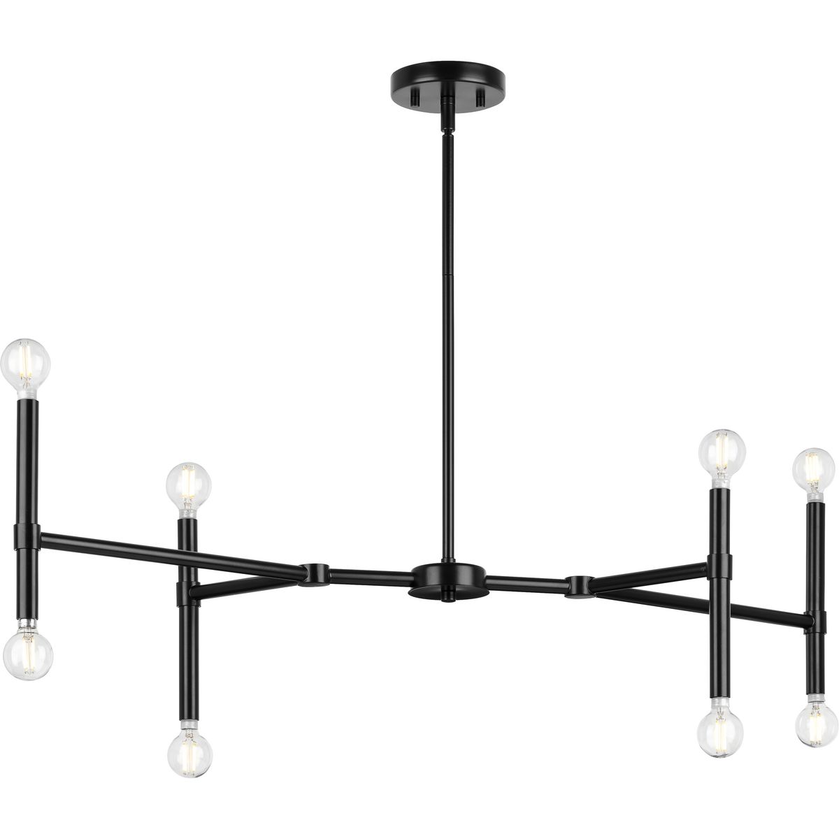 Arya Collection Eight-Light Matte Black Luxe Linear Chandelier, P400338-31M
