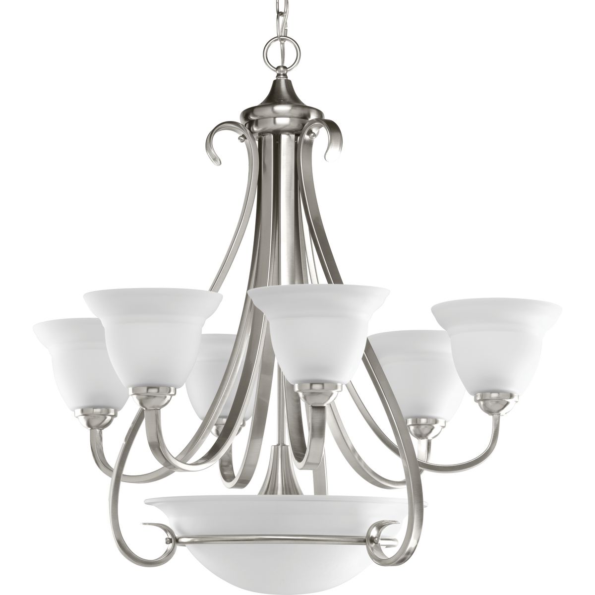 Torino Collection Six-Light Brushed Nickel Etched Glass