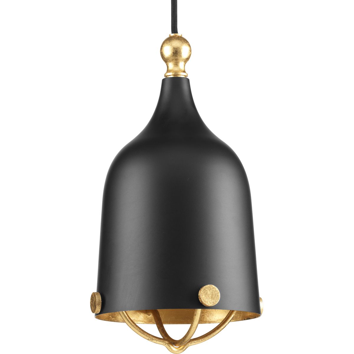 Era Collection One-Light Matte Black and Gold Global Pendant Light 