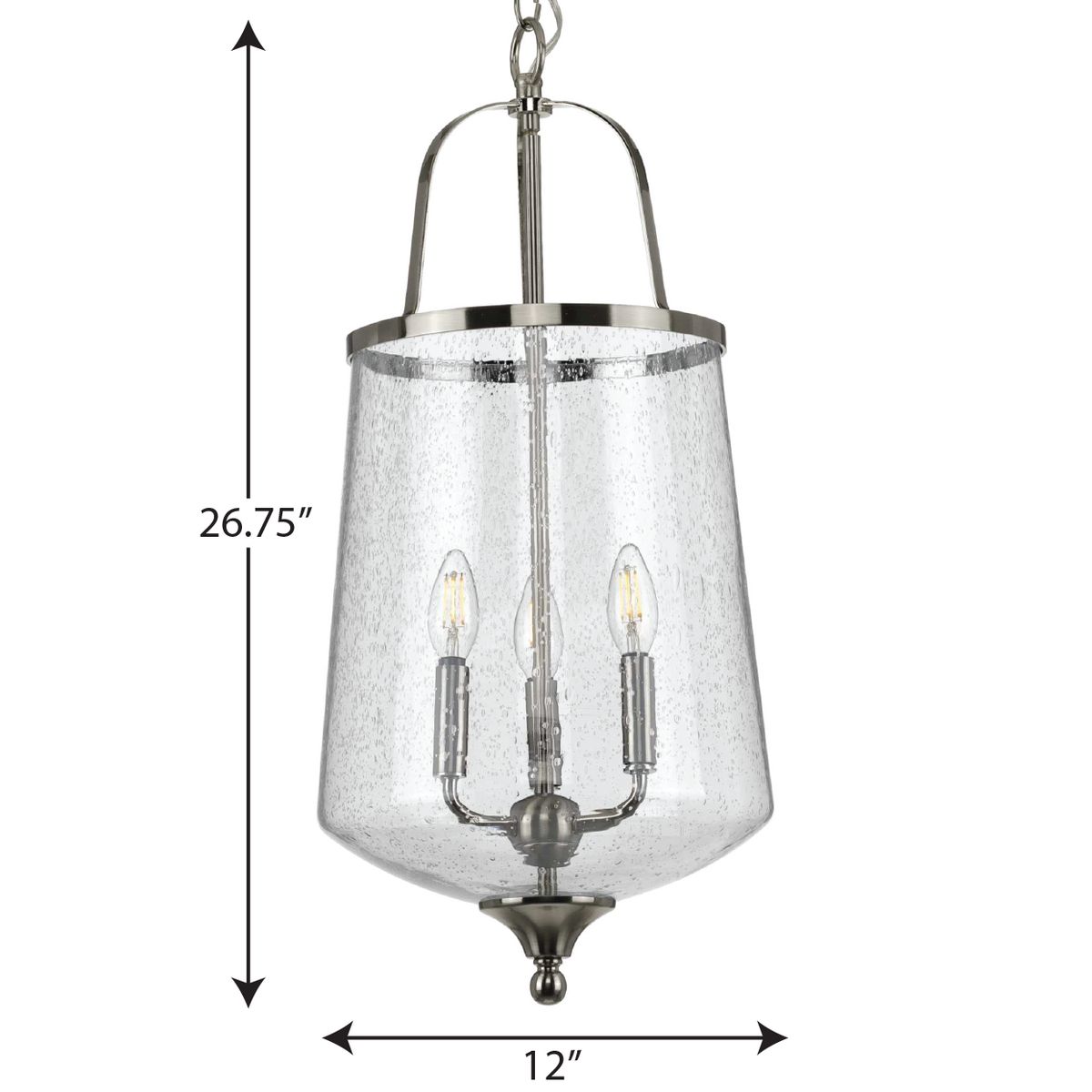 Passage Collection Three Light Brushed Nickel Clear Seeded Glass Farmhouse Pendant P500237 009 Progress Lighting Passage Collection Three Light Brushed, Farmhouse Pendant Lighting Fixtures