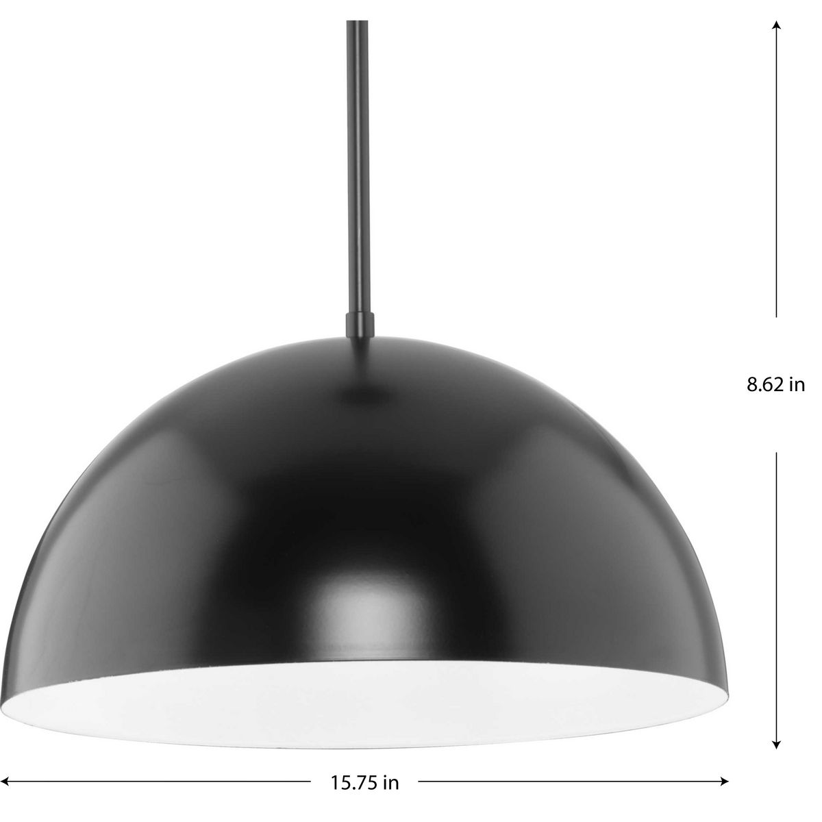 Perimeter Collection OneLight Matte Black MidCentury Modern Pendant