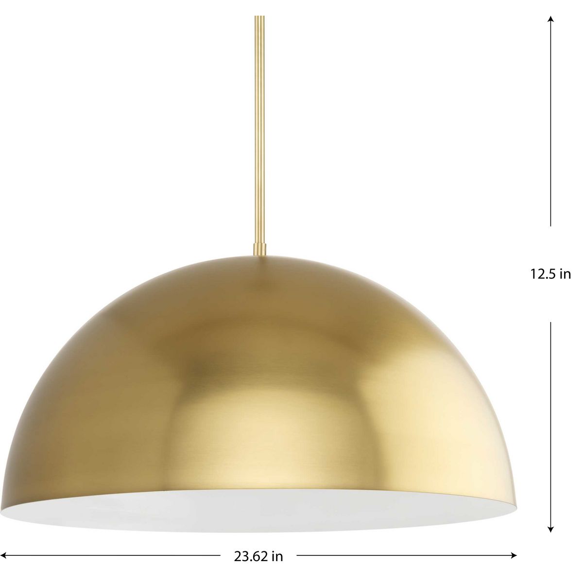 Perimeter Collection OneLight Brushed Gold MidCentury Modern Pendant with metal Shade
