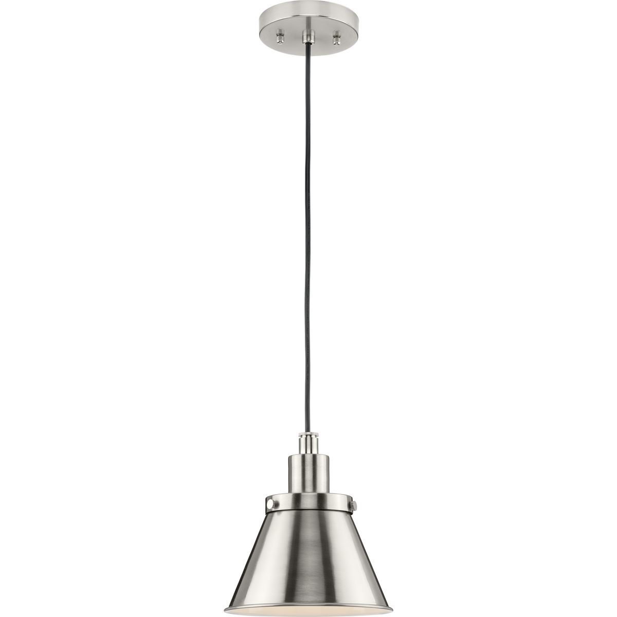 Hinton Collection One-light Brushed Nickel Modern Farmhouse Pendant 