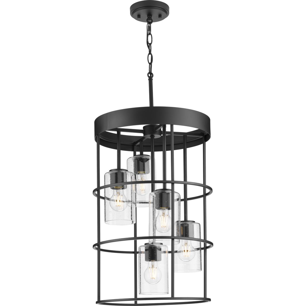 Burgess Collection Five-Light Matte Black Modern Farmhouse Hall & Foyer ...