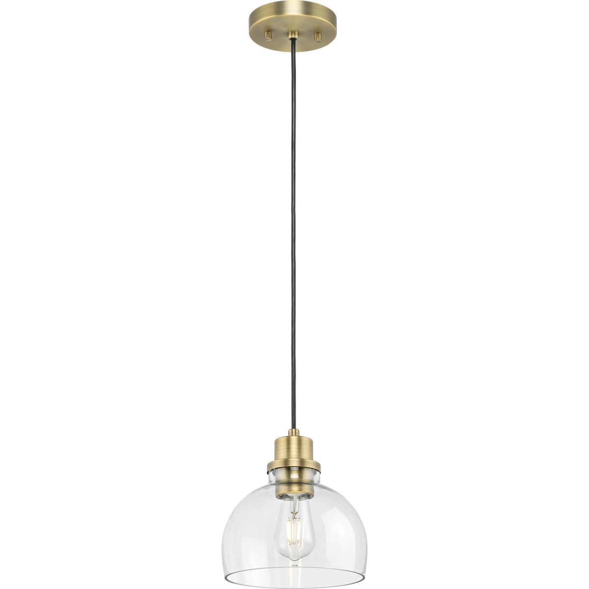 Garris Collection One-Light Vintage Brass Clear Glass Transitional