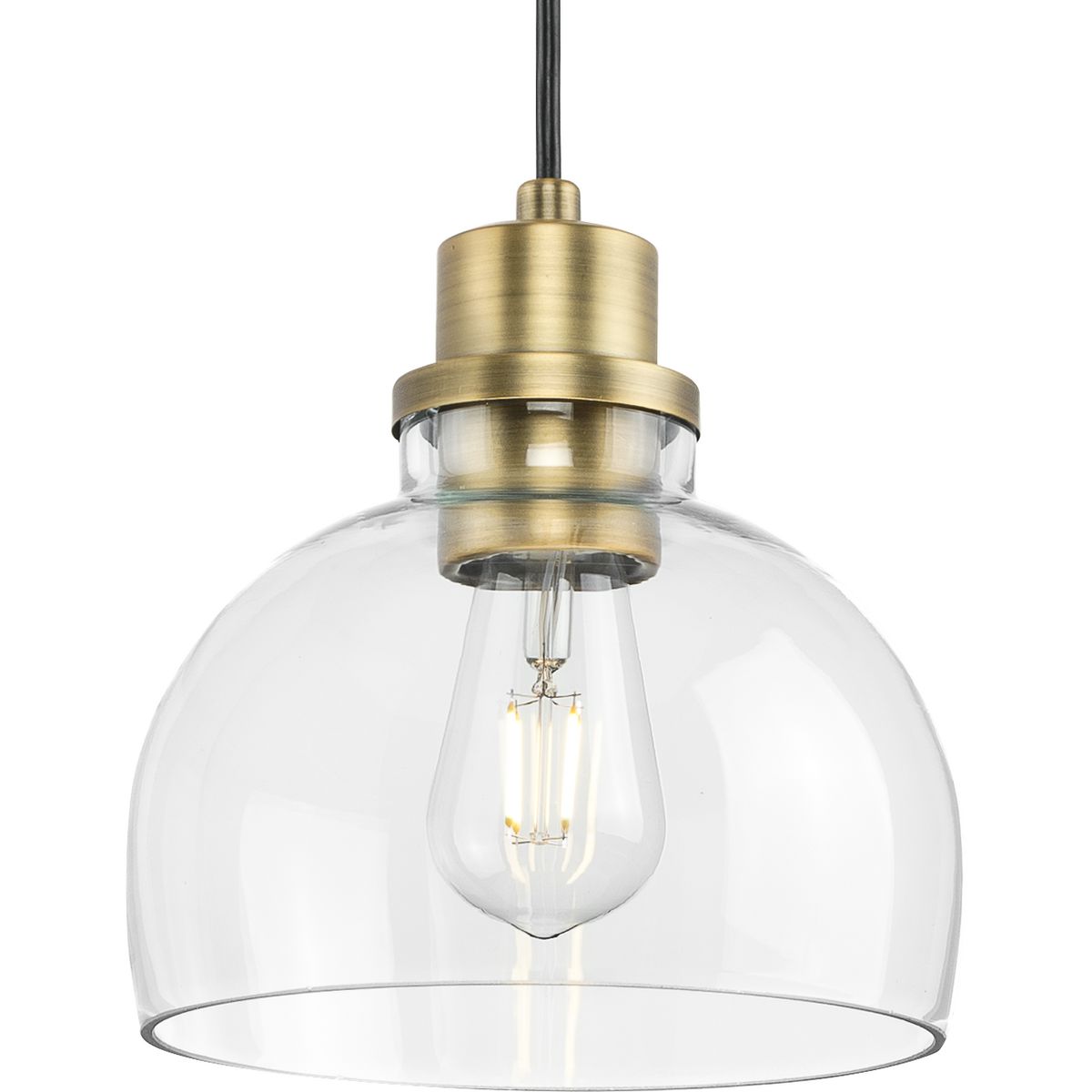 Garris Collection One-Light Vintage Brass Clear Glass Transitional