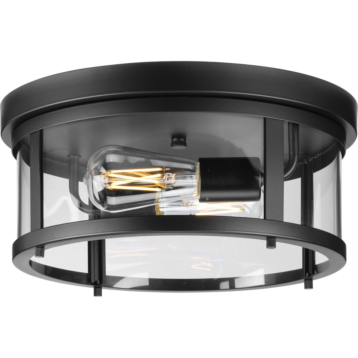 Gunther Two-Light Matte Black Modern Farmhouse Flush Mount Light ...