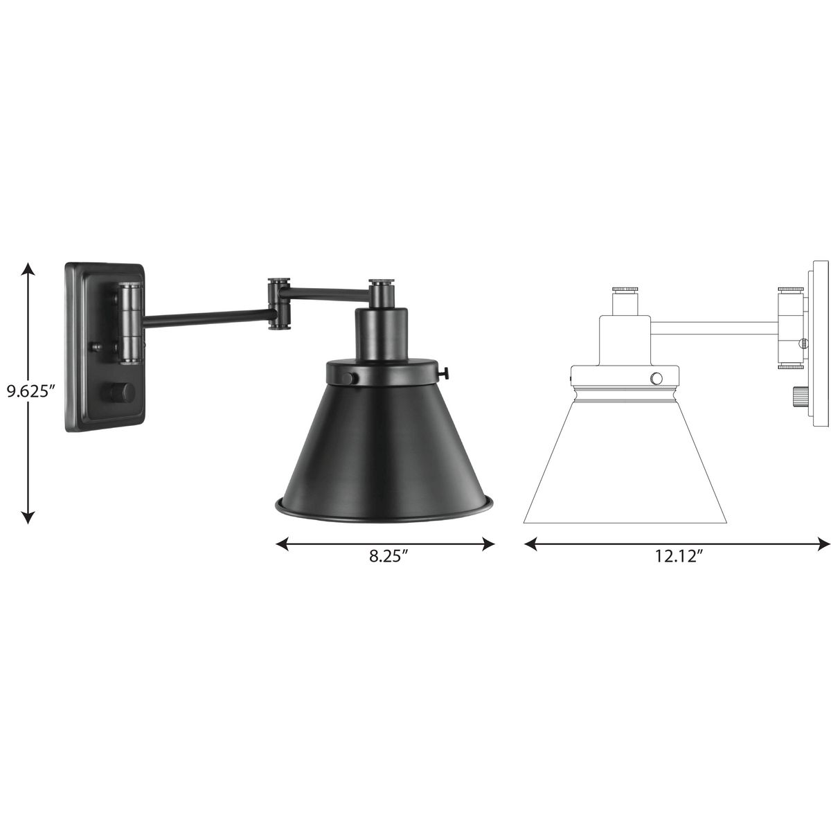 Hinton Collection Black Swing Arm Wall Light | P710085-031