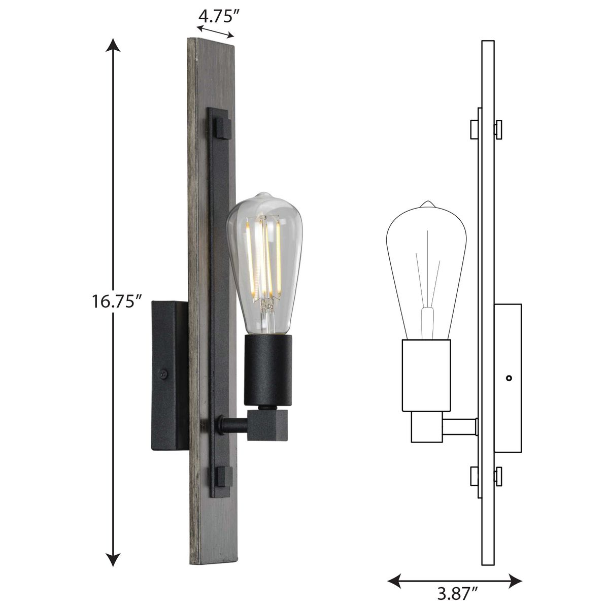 Hemsworth Collection One-Light Aged Oak Wall Bracket | P710093-031