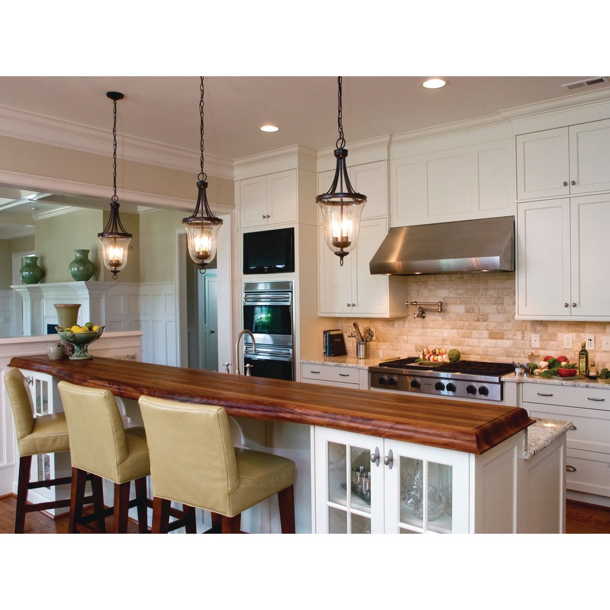 seeded glass foyer pendant