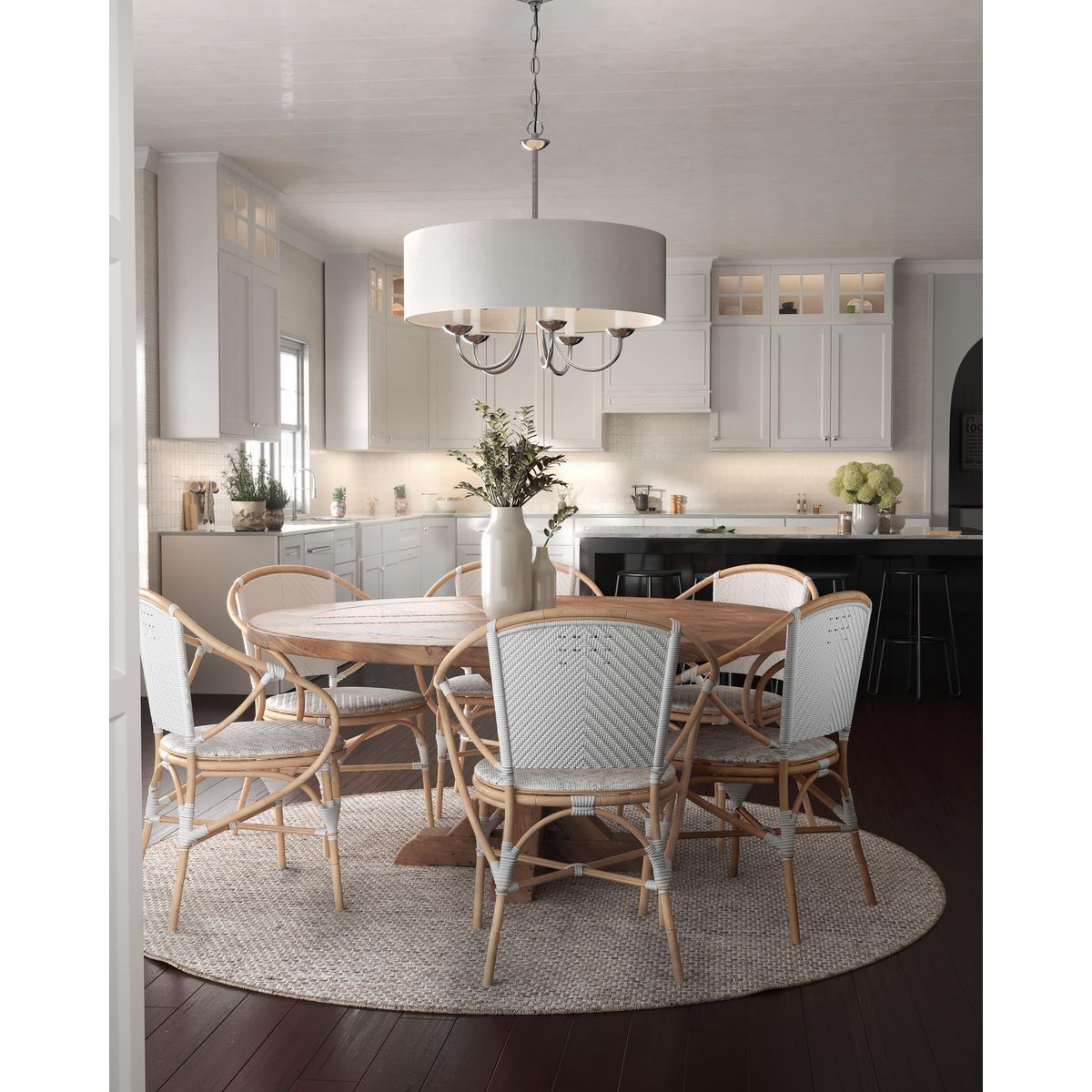Drum Shade Collection Five Light, Dining Room Chandelier Drum Shade