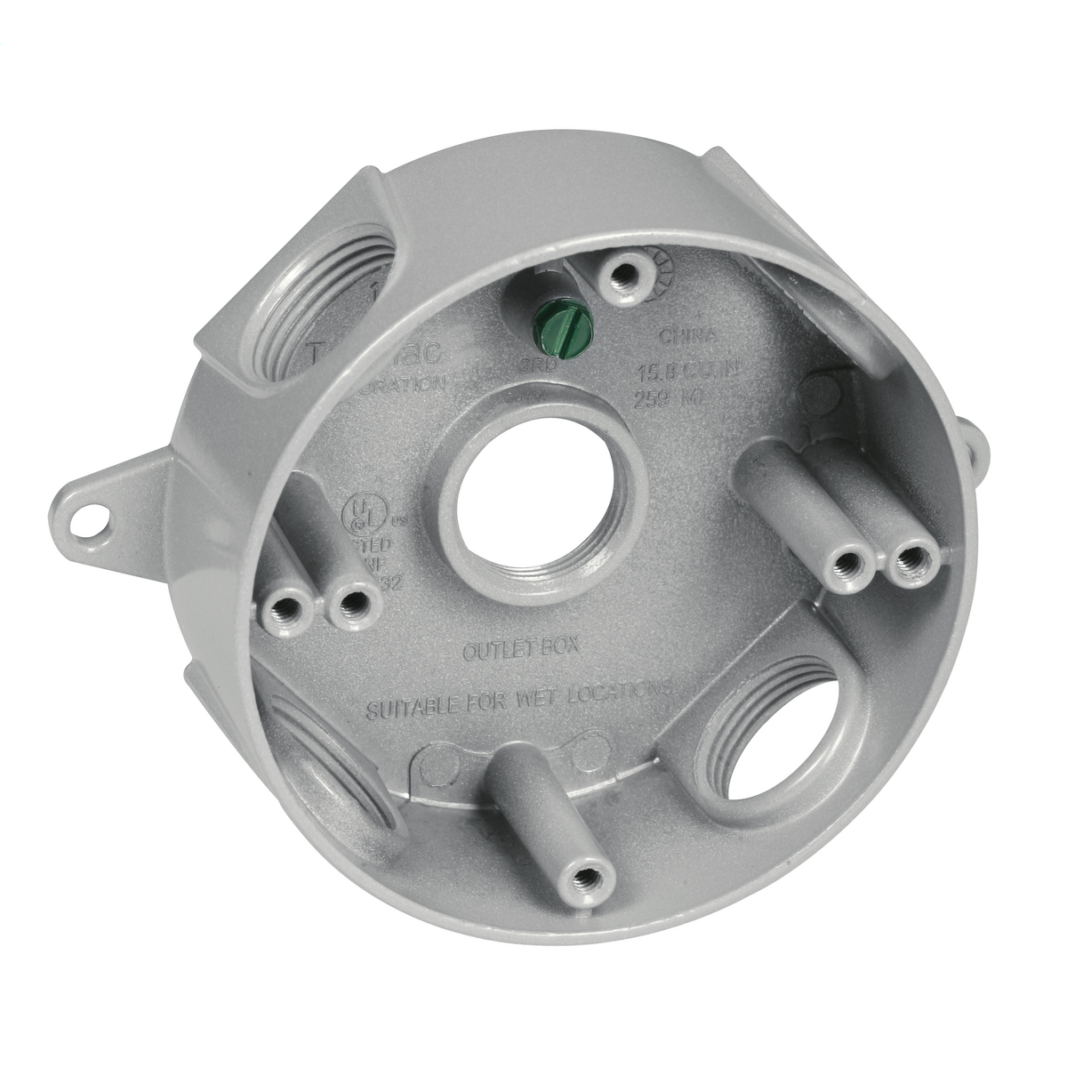 Product image for Taymac RB575S Round Weatherproof Box (5) 3/4 In. Outlets - Gray