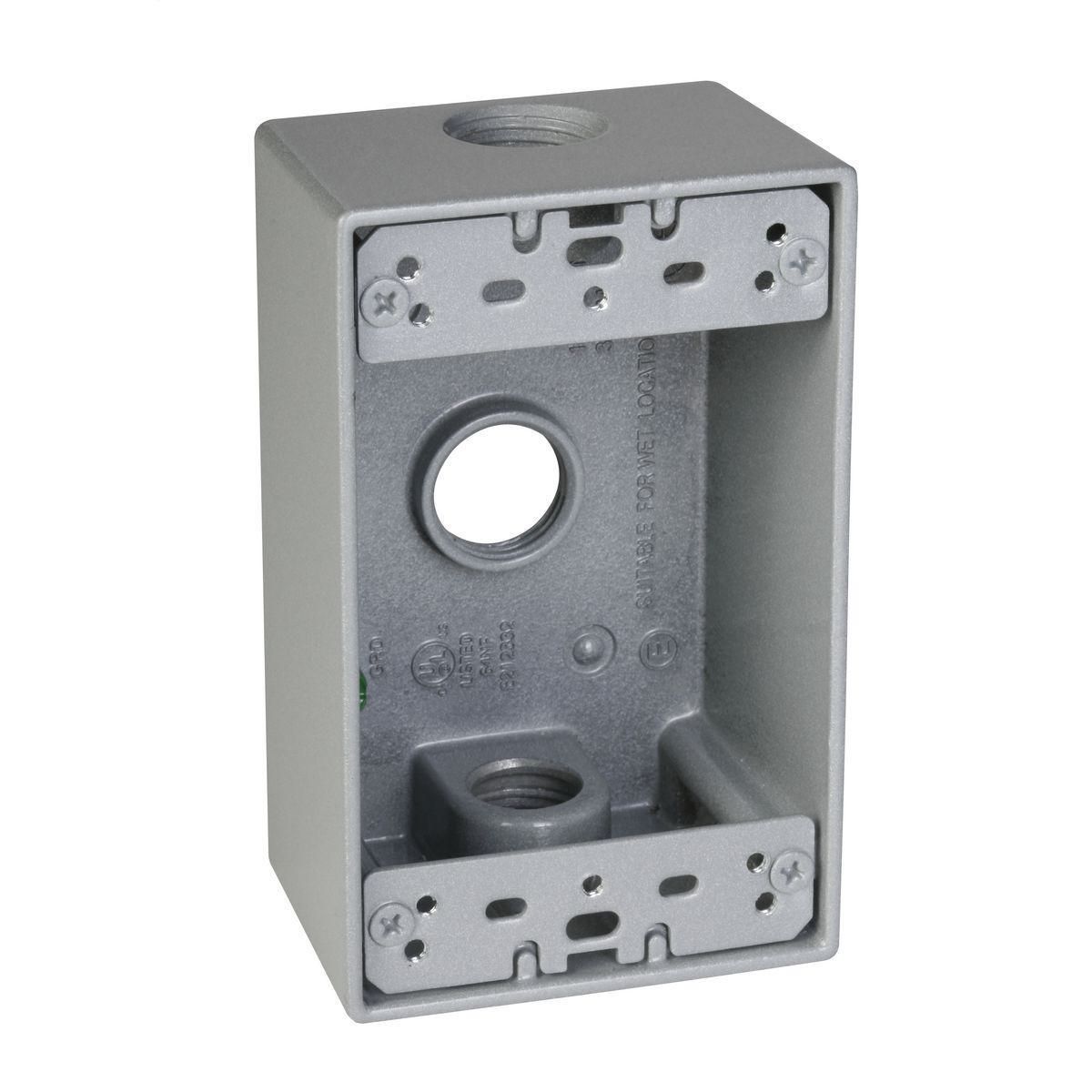 1G WP BOX (3) 1/2 IN. OUTLETS - GRAY