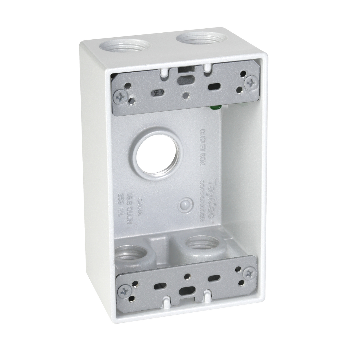 1G WP BOX (5) 1/2 IN. OUTLETS - WHITE