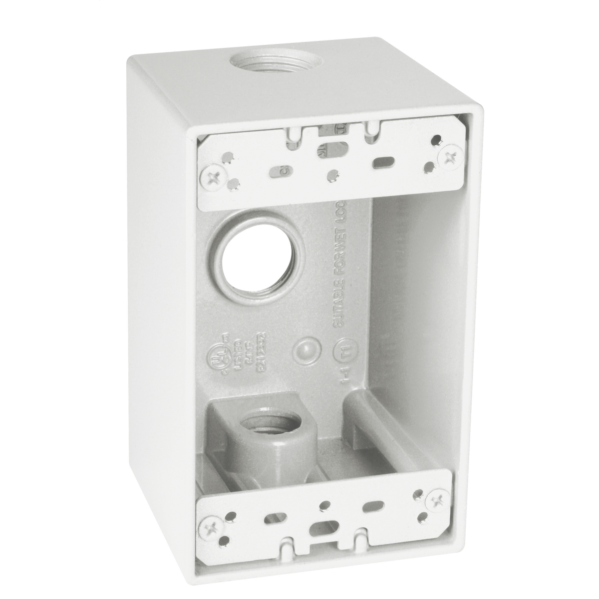 1G WP DEEP BOX (3) 1/2 IN. OUTLETS - WH