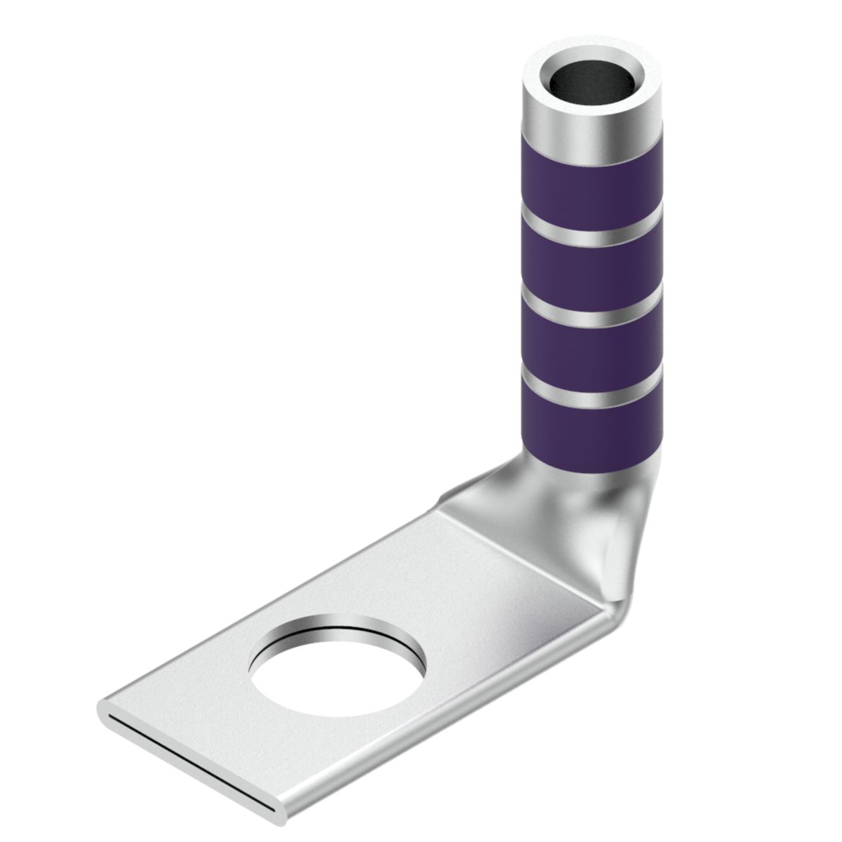 Product image for Burndy YAZ28TC1290 4/0 AWG CU, One Hole, 1/2 Stud Size, Long Barrel, Inspection Window, Internal Chamfer, Tin Plated, UL/CSA, 90.C, Up to 35kV, Purple Color Code, 15 Die Index