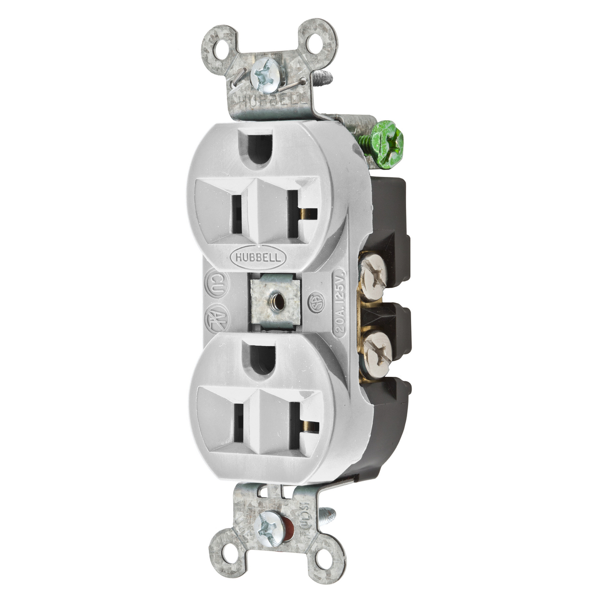 Product image for Hubbell 5362OW Receptacle, DUP SB, HUBPRO, 20A 125V, SM , OW