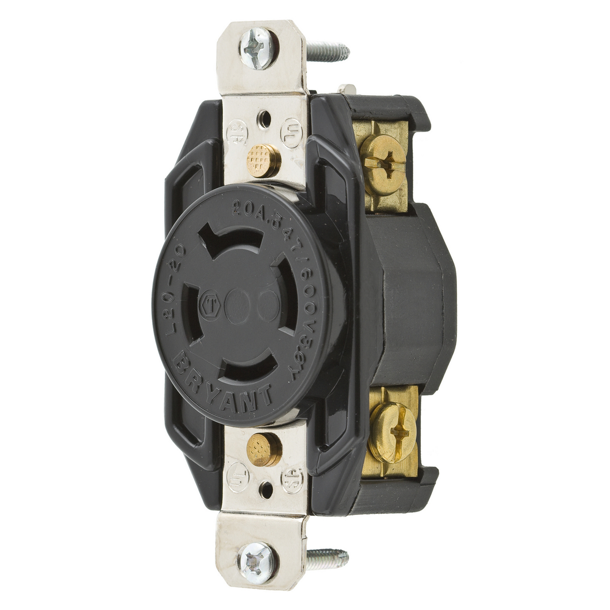 Locking Devices, Industrial, Flush Receptacle, 20A 3-Phase Wye 347/600V ...