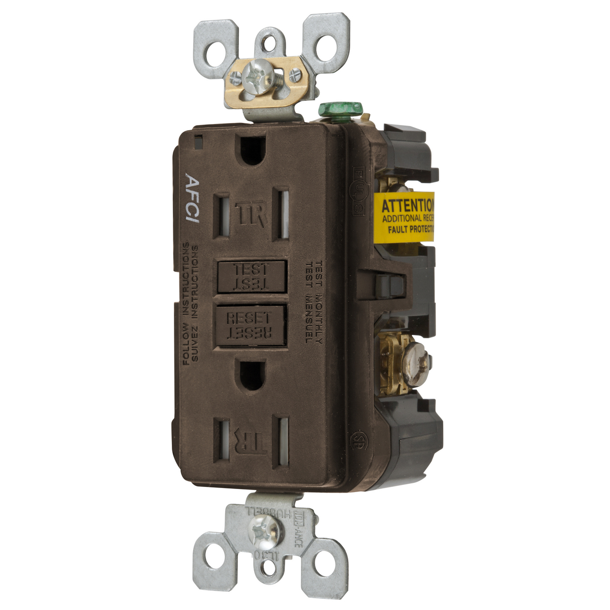 15A ARC FAULT TR RECEPTACLE BROWN