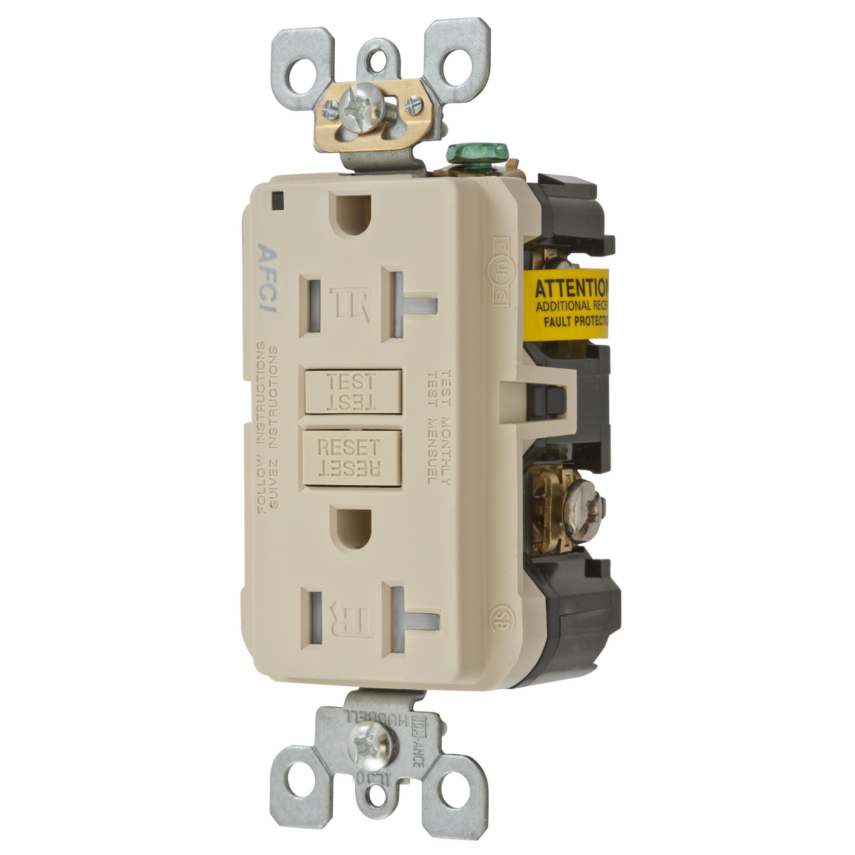20A ARC FAULT TR RECEPTACLE IVORY