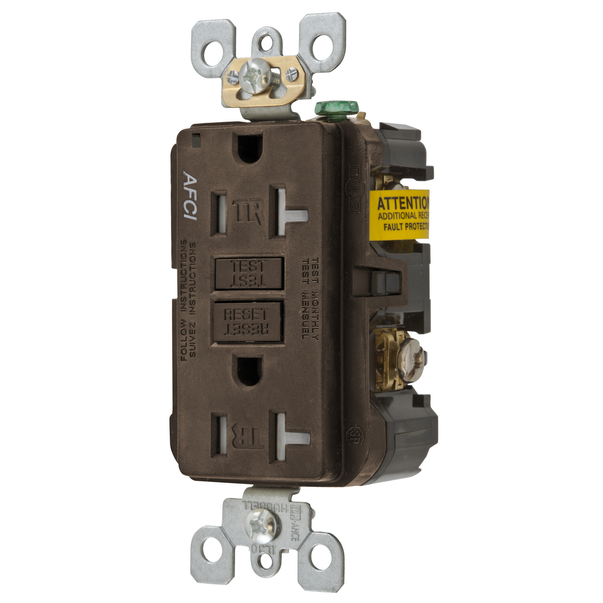 20A ARC FAULT TR RECEPTACLE BROWN