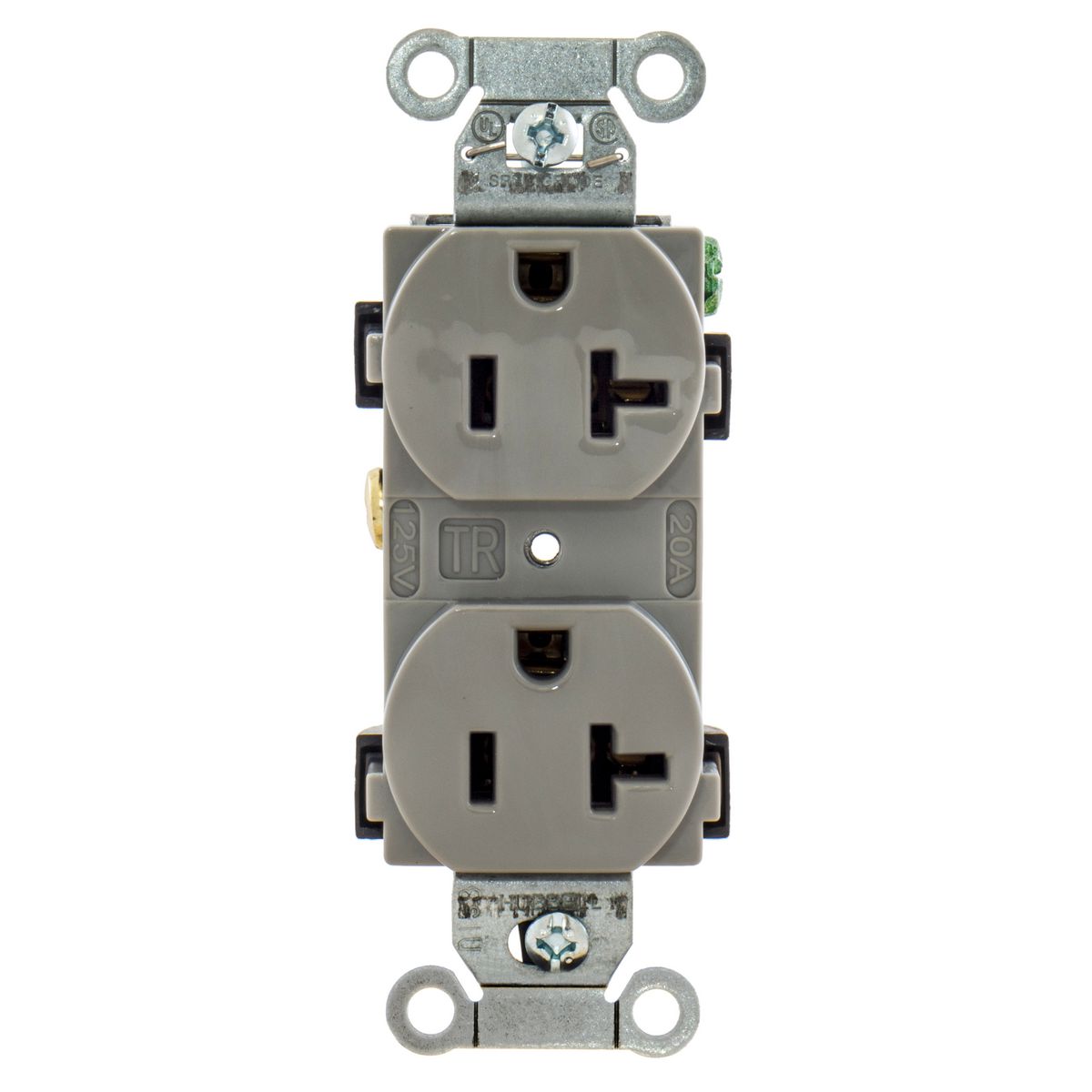 HUBBELL DUPLEX RECEPTACLE-CR20GRY 20 AMP 125V 2 POLE 3 WIRE. QTY-1 K 