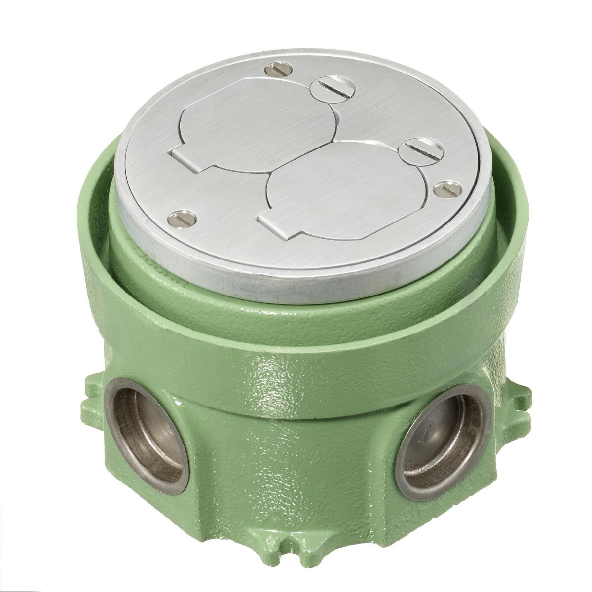 Flush 1Gang Concrete Floorbox with Round Cover, 3.75" Minimum Depth of