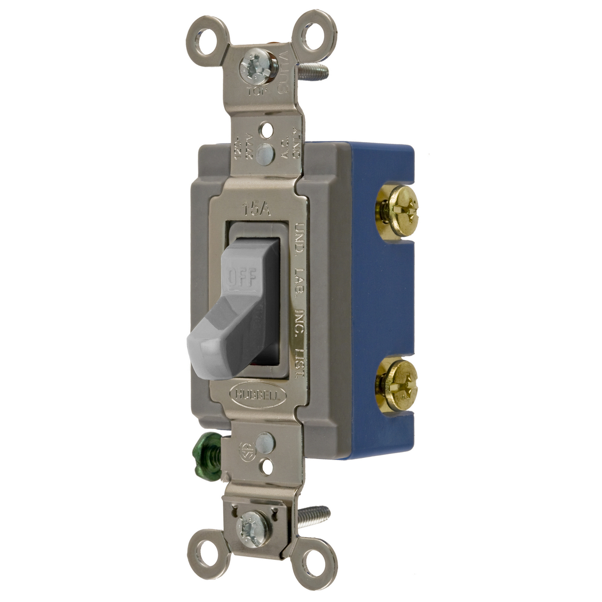 Product image for Hubbell HBL1201GY 15 Amp 120/277 VAC 1-Pole Gray Toggle Switch