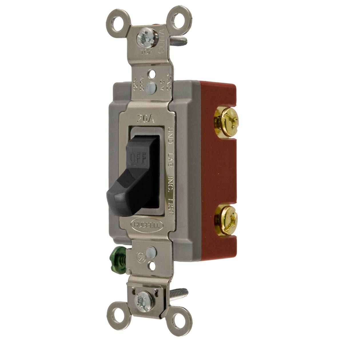 Product image for Hubbell HBL1221BK 20 Amp 120/277 VAC 1-Pole Black Toggle Switch