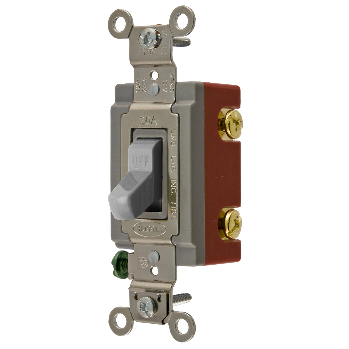 Product image for Hubbell HBL1222GY 20 Amp 120/277 VAC 2-Pole Gray Toggle Switch