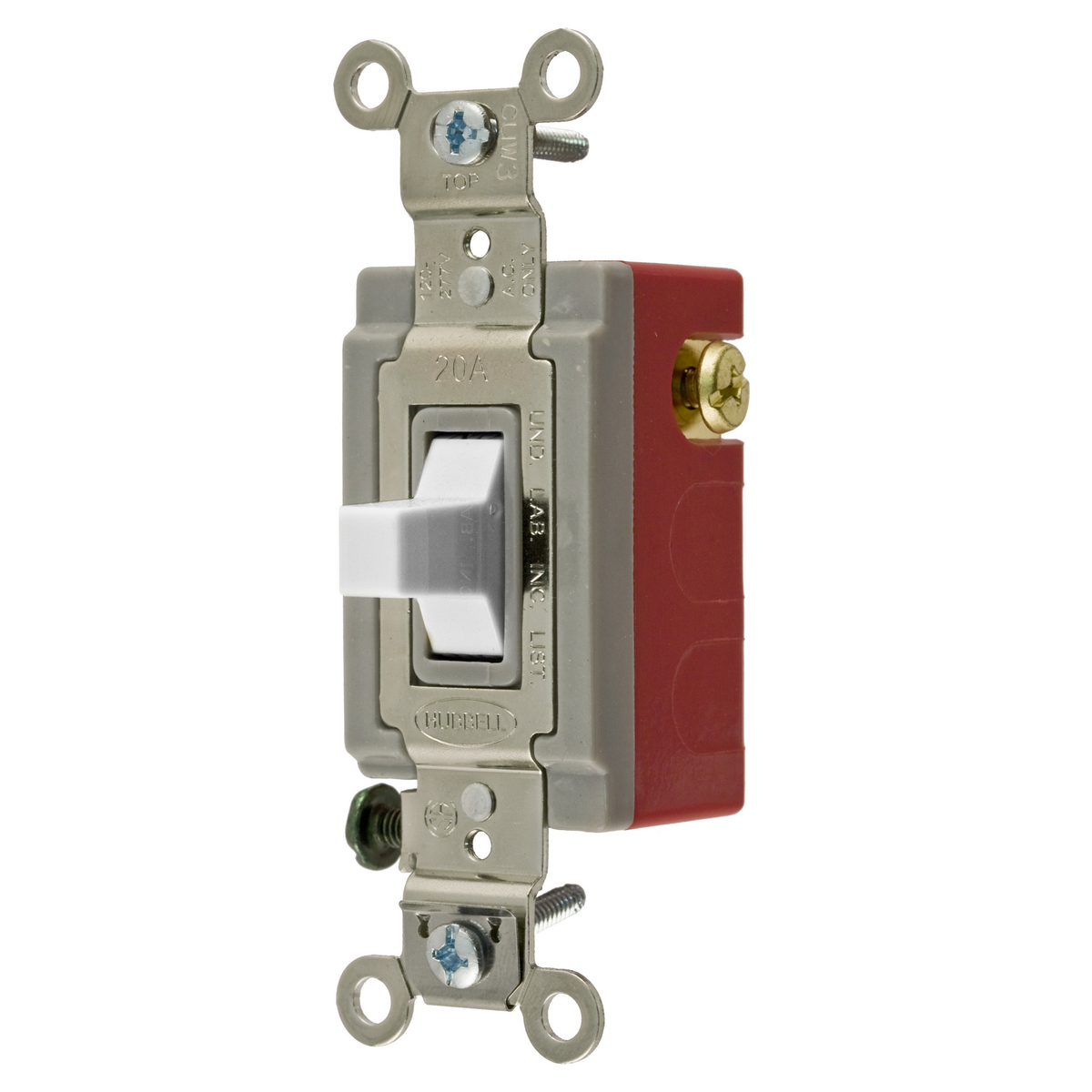 Product image for Hubbell HBL1557W 20 Amp 120/277 VAC SPDT White Toggle Switch