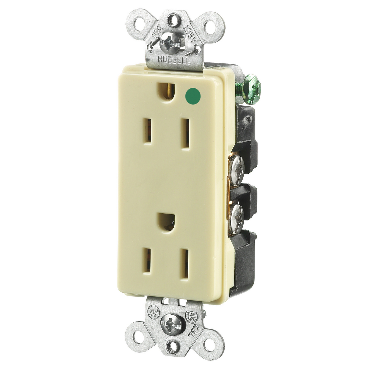 Product image for Hubbell HBL2172I STYLE HG DUP Receptacle, 15A 125V, 5-15R, IV