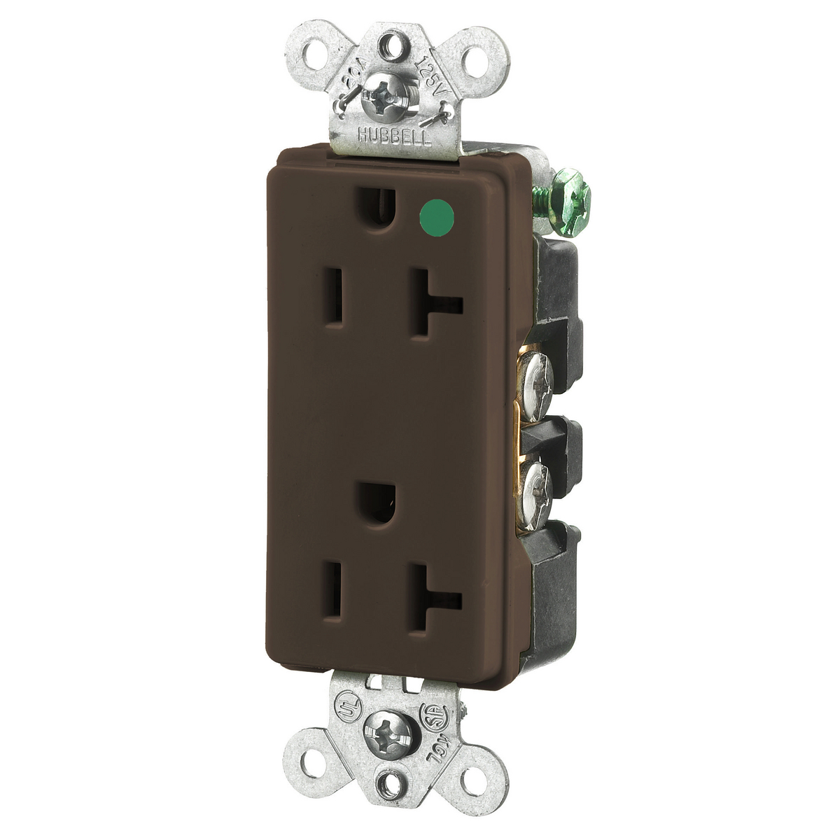Product image for Hubbell HBL2182 STYLE HG DUP Receptacle, 20A 125V, 5-20R, BR