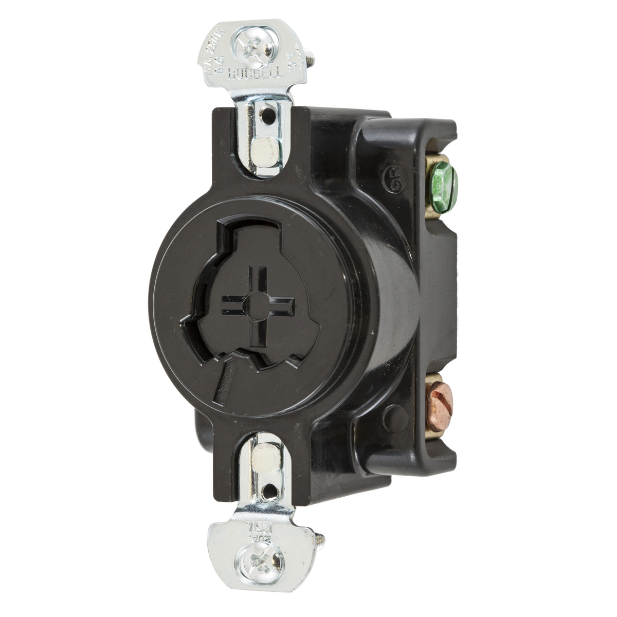 Product image for Hubbell HBL23000G 20 Amp 125 Volt 2-Pole 3-Wire Black Locking Receptacle
