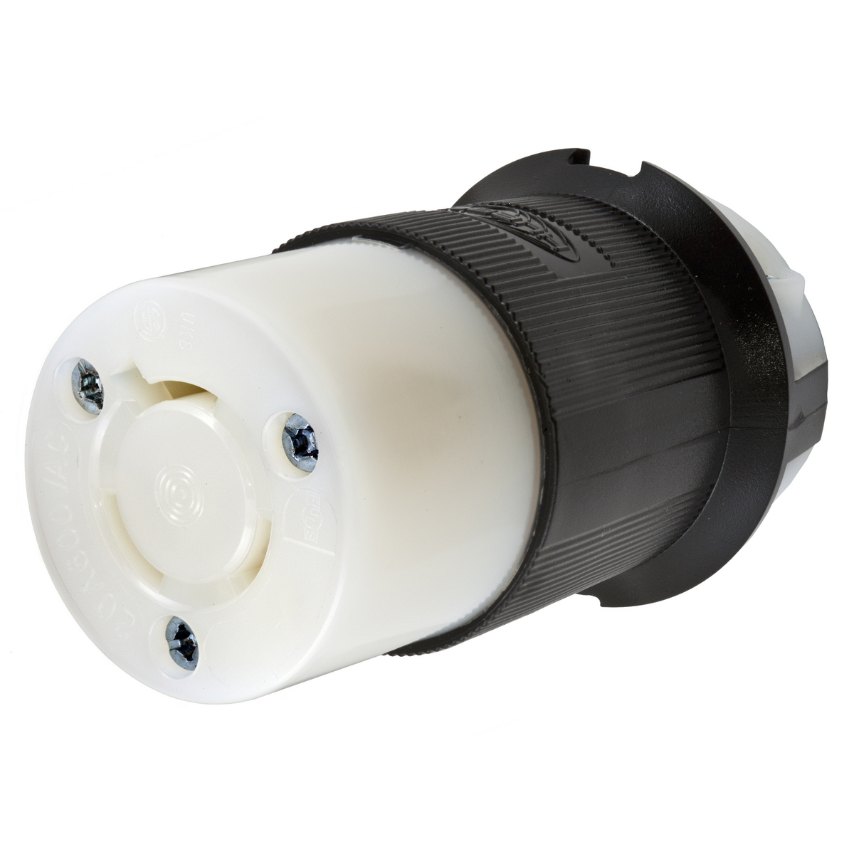Product image for Hubbell HBL2353 20 Amp 600 Volt 2-Pole 3-Wire NEMA L9-20R Black and White Locking Connector Body