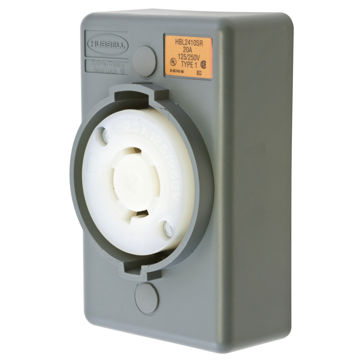 Product image for Hubbell HBL2410SR Locking S/SHRD Receptacle, L14-20R, SURF MT