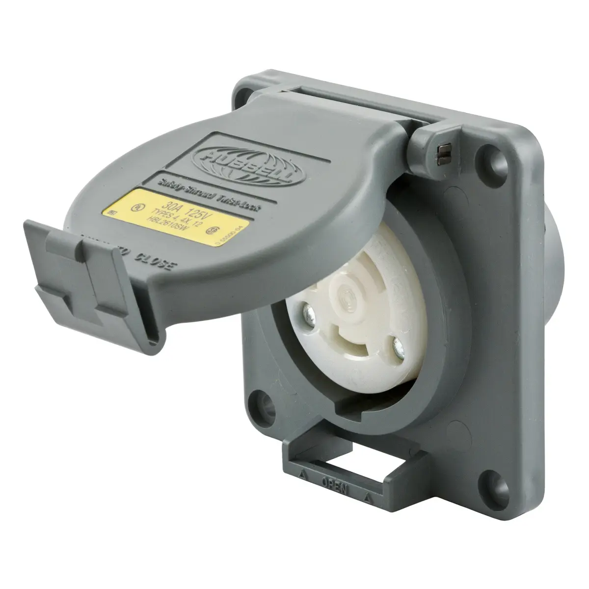 Locking Devices, Twist-Lock®, Watertight Safety Shroud, Receptacle, 30A 125V,  2-Pole 3-Wire Grounding, L5-30R, Screw Terminal, Gray | HBL2610SW | Hubbell  Wiring Device-Kellems