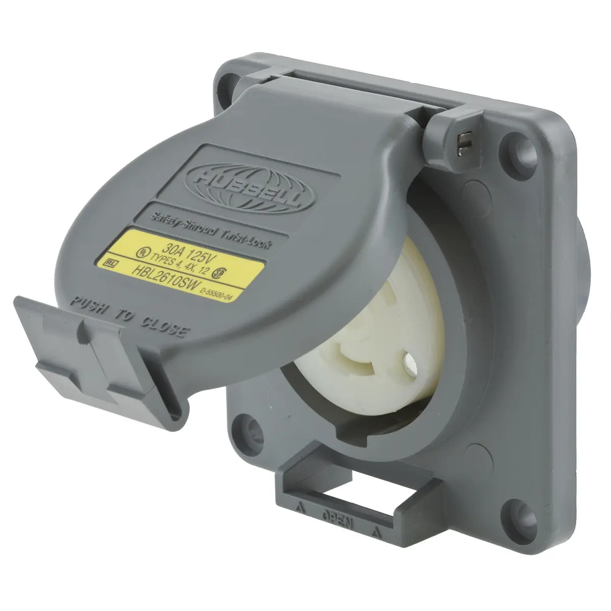 Locking Devices, Twist-Lock®, Watertight Safety Shroud, Receptacle, 30A 125V,  2-Pole 3-Wire Grounding, L5-30R, Screw Terminal, Gray | HBL2610SW | Hubbell  Wiring Device-Kellems