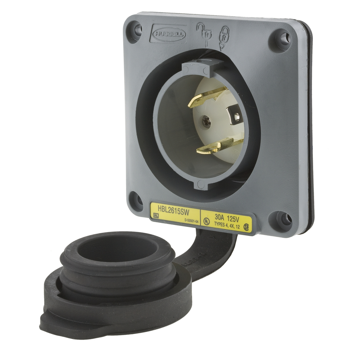 Locking Devices, Twist-Lock®, Industrial, Flanged Inlet, 30A 125V