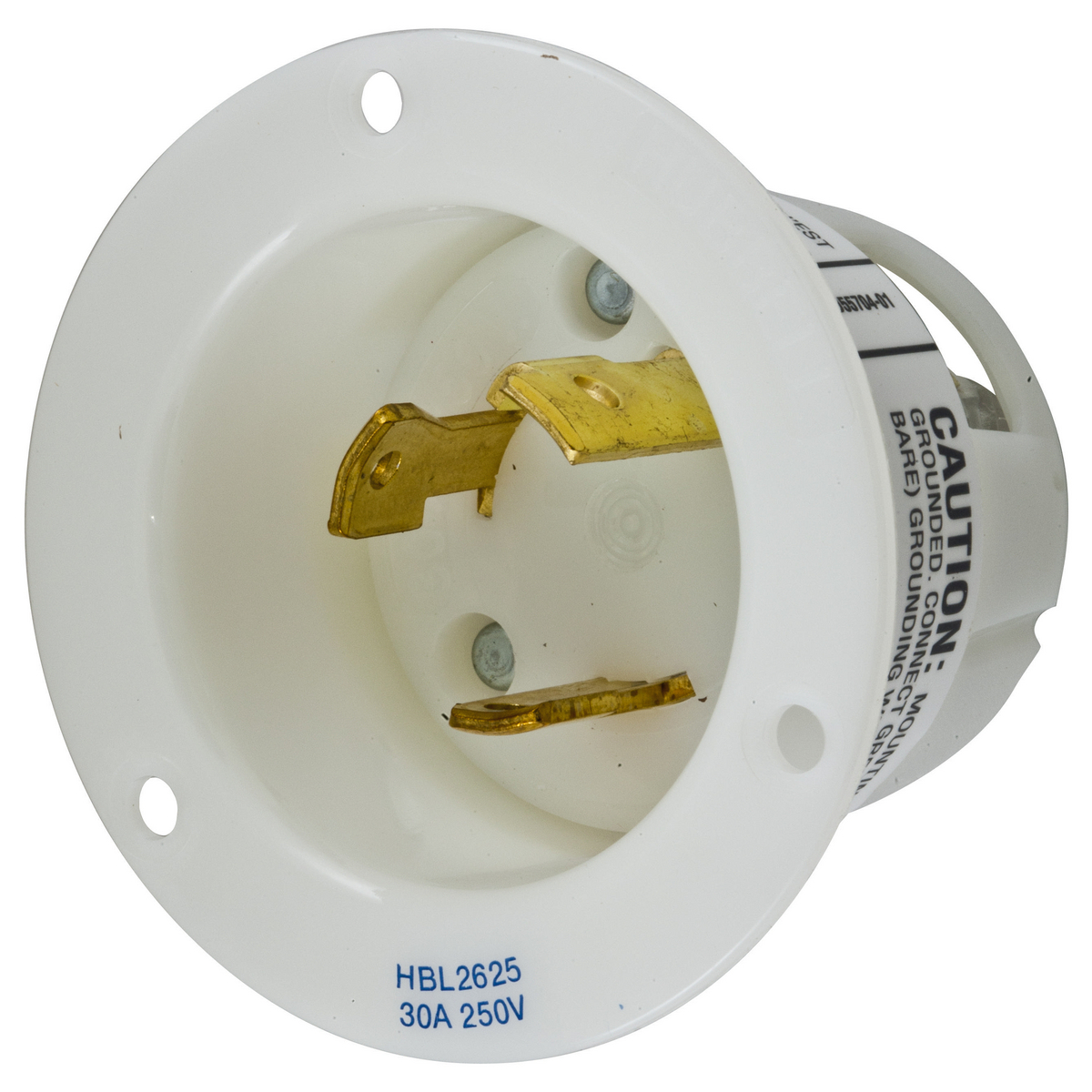 Product image for Hubbell HBL2625 30A 250V Twist-Lock INSULGRIP White Nylon Flanged Inlet