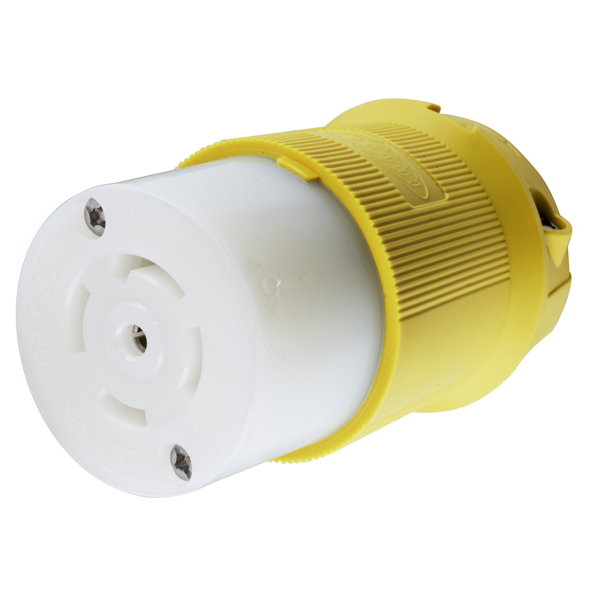 Product image for Hubbell Wiring Devices HBL28CM13 30 Amp 120/208 VAC 4-Pole 5-Wire NEMA L21-30R Yellow Locking Connector Body