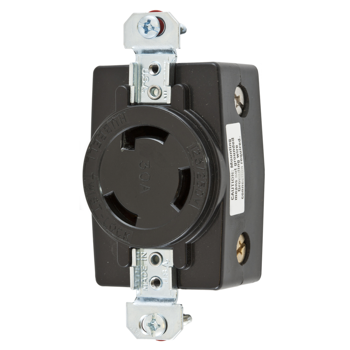 Product image for Hubbell HBL3330G 30 Amp 250 VAC 2-Pole 3-Wire Non-NEMA Black Single Flush Receptacle