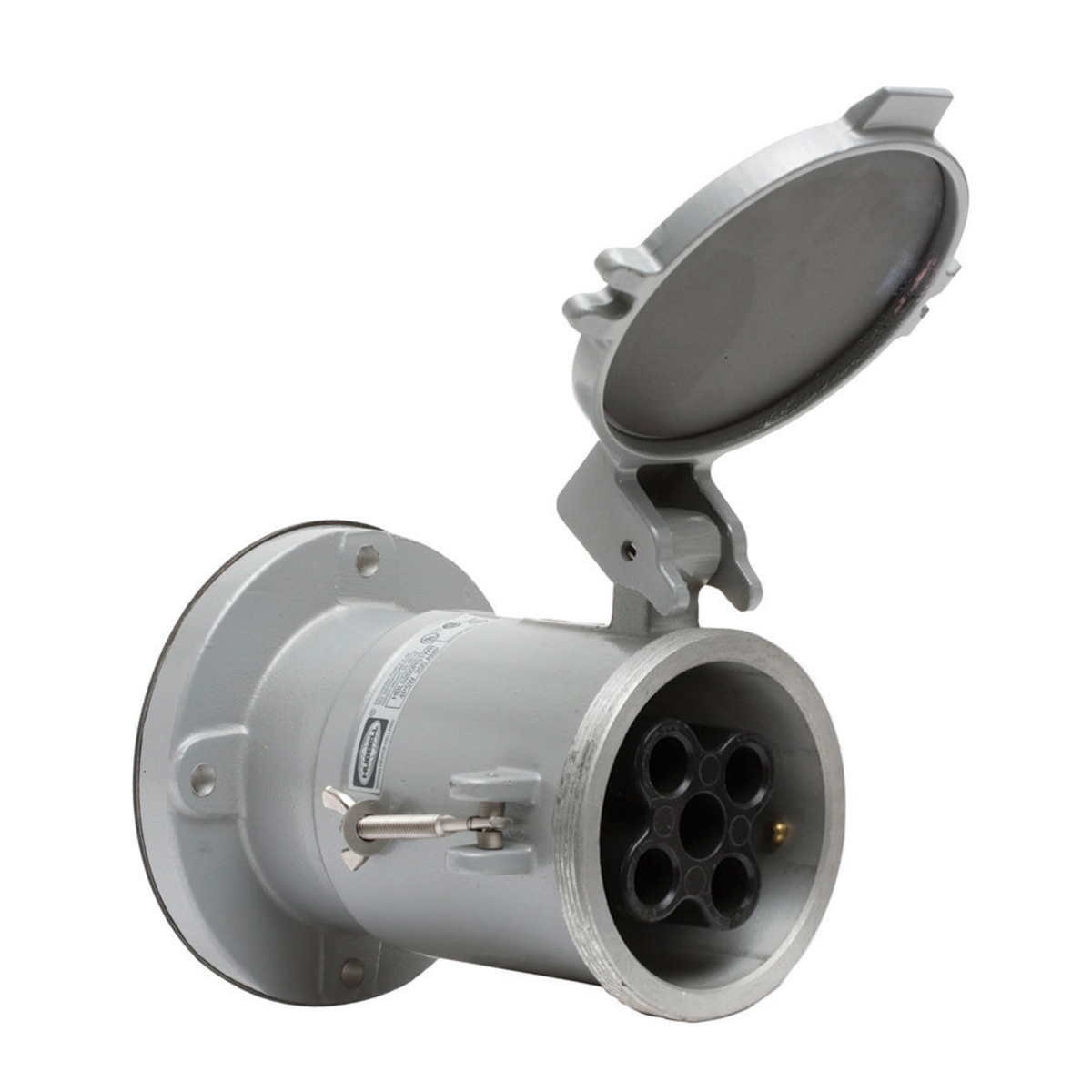 Product image for Hubbell HBL4200RS2W 200 Amp 600 VAC 250 VDC 3-Pole 4-Wire Style II Watertight IEC Pin and Sleeve Receptacle