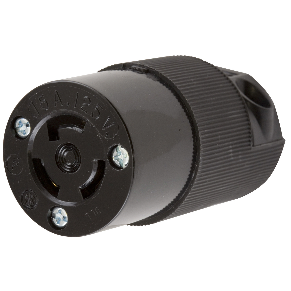 Product image for Hubbell HBL4729CBK Locking Connector, 15A 125V, L5-15R, BK