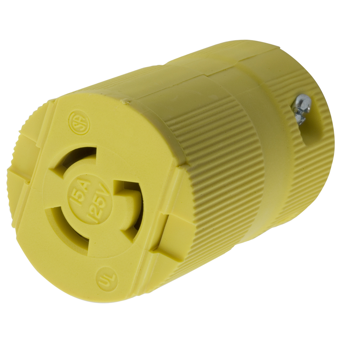 Locking Devices, Twist-Lock®, Valise, Female Connector Body, 15A 125V,  2-Pole 3-Wire Grounding, L5-15R, Screw Terminal, Yellow, HBL4729VY