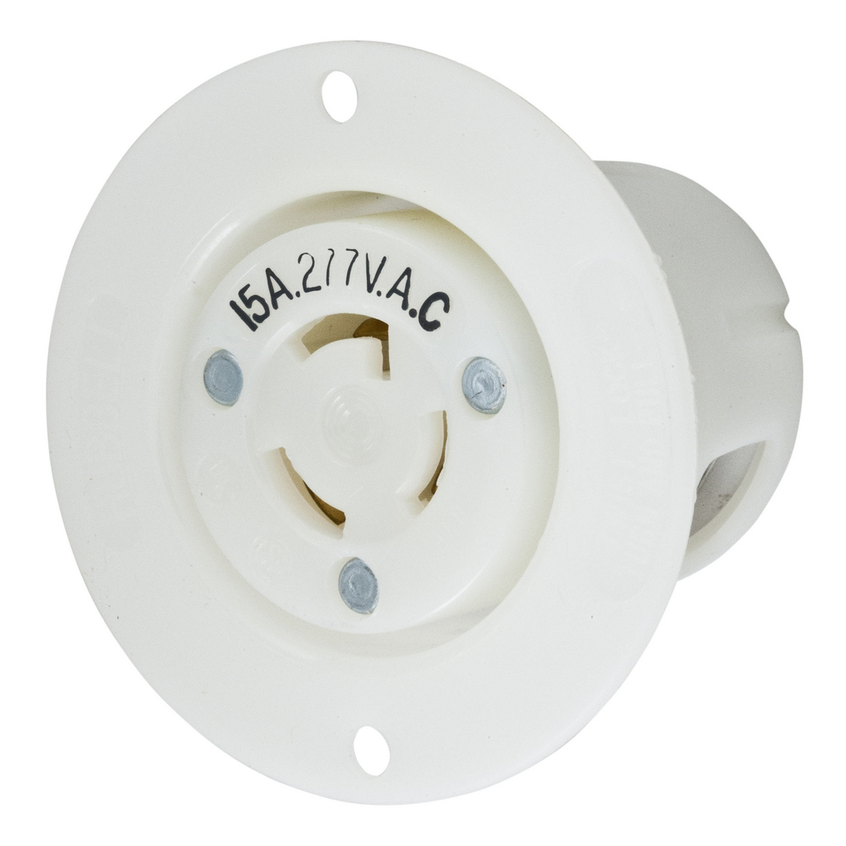 Product image for Hubbell HBL4785C 15 Amp 277 VAC NEMA L7-15R White Nylon Locking Flanged Receptacle
