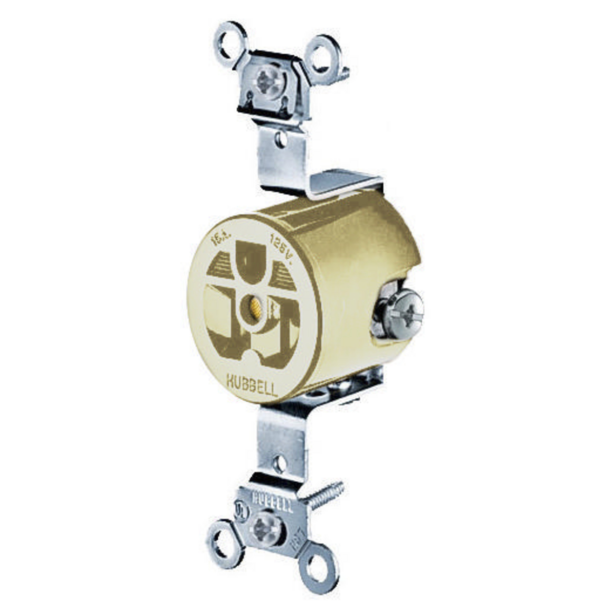 Product image for Hubbell HBL5251I 15 Amp 125 Volt 2-Pole 3-Wire NEMA 5-15R Ivory Compact Single Receptacle